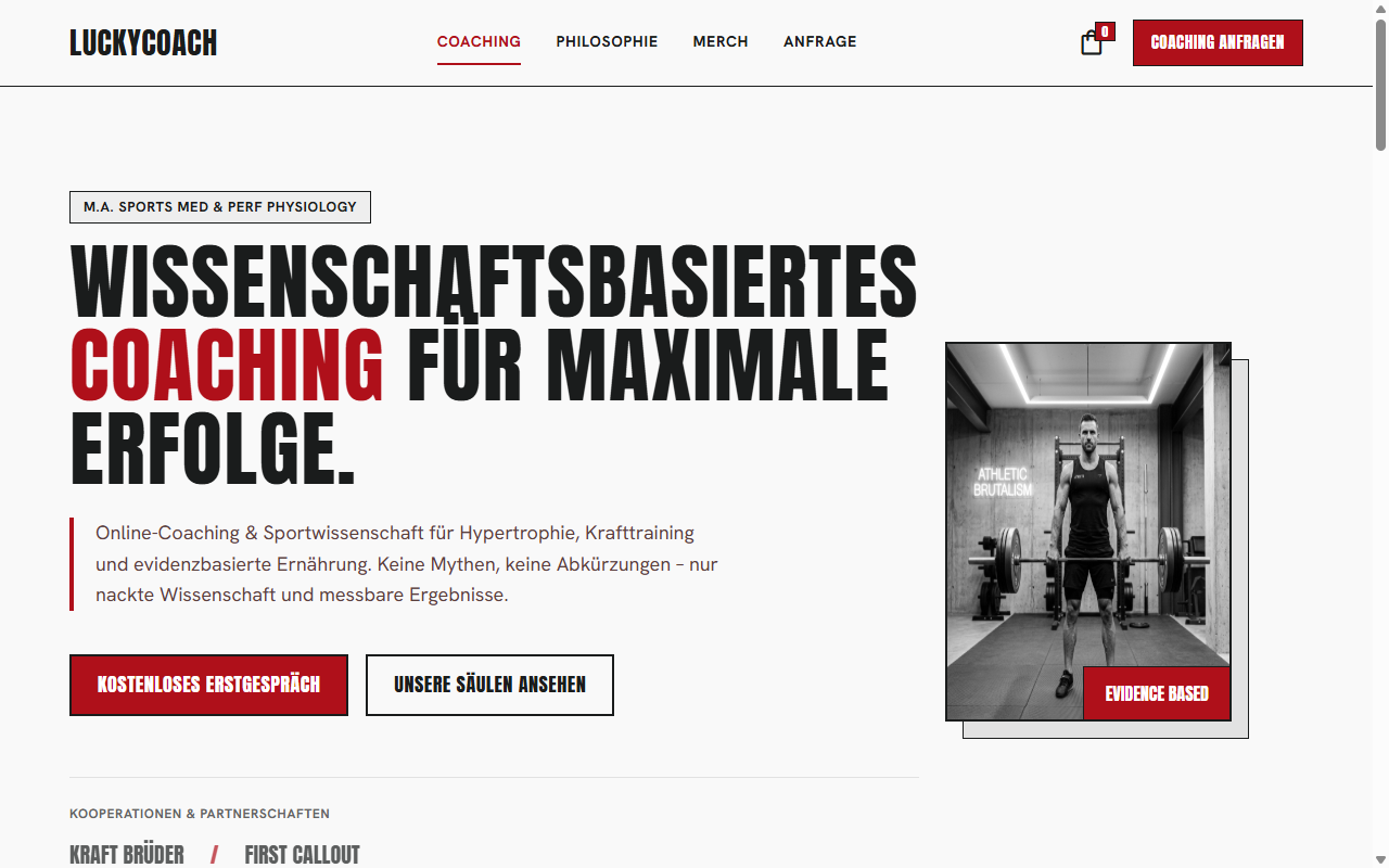 Luckycoach Fitness Website Preview